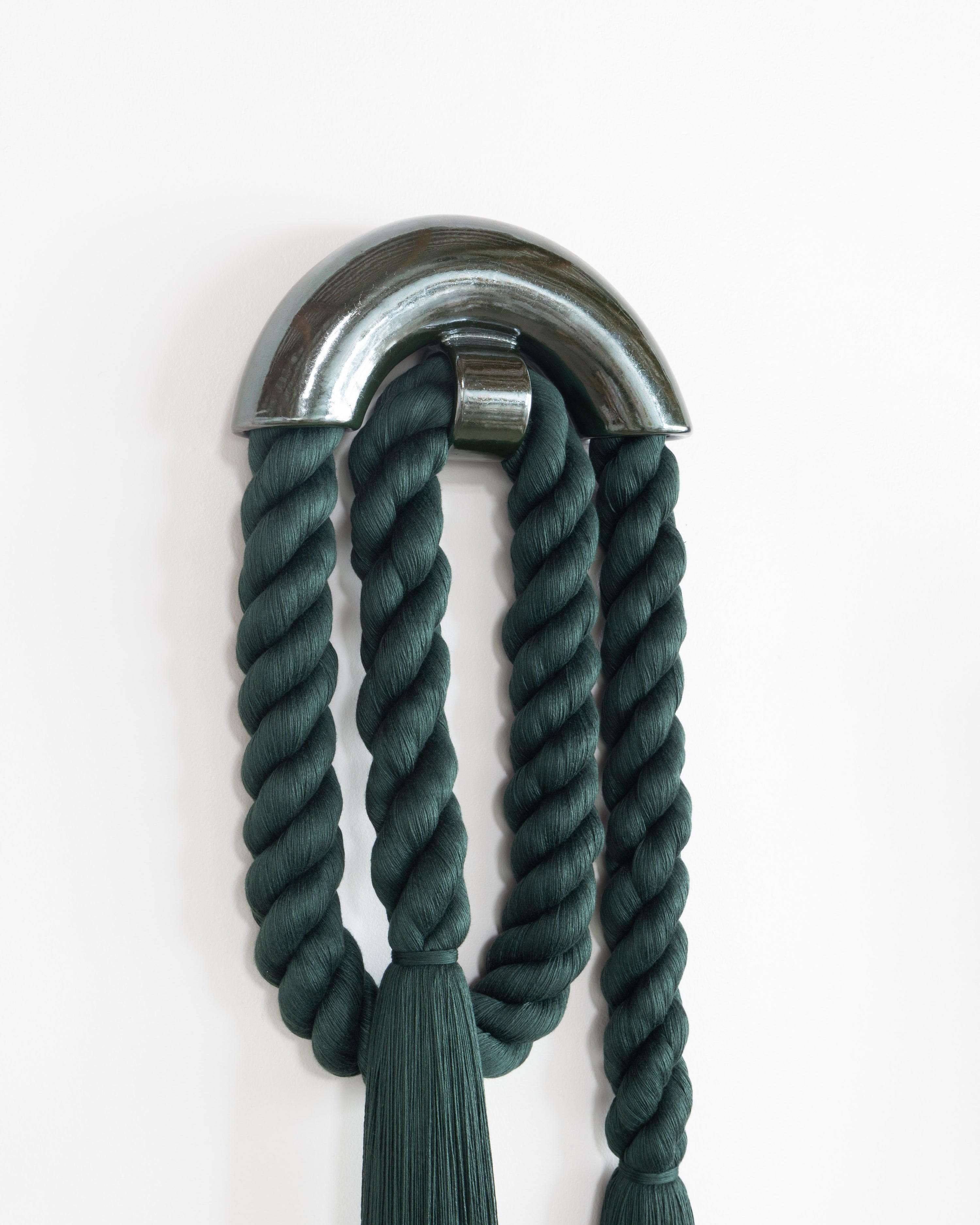 Large Metallic Green Ceramic Arch Loop (Dark Green Rope)