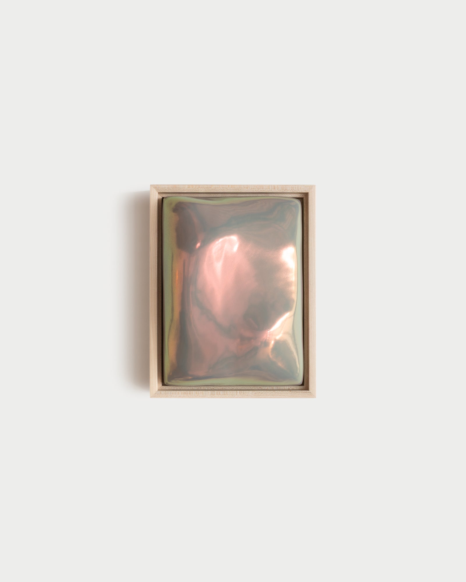Sway 6x8" ceramic wall relief with a flowing raised form and taupe iridescent glaze