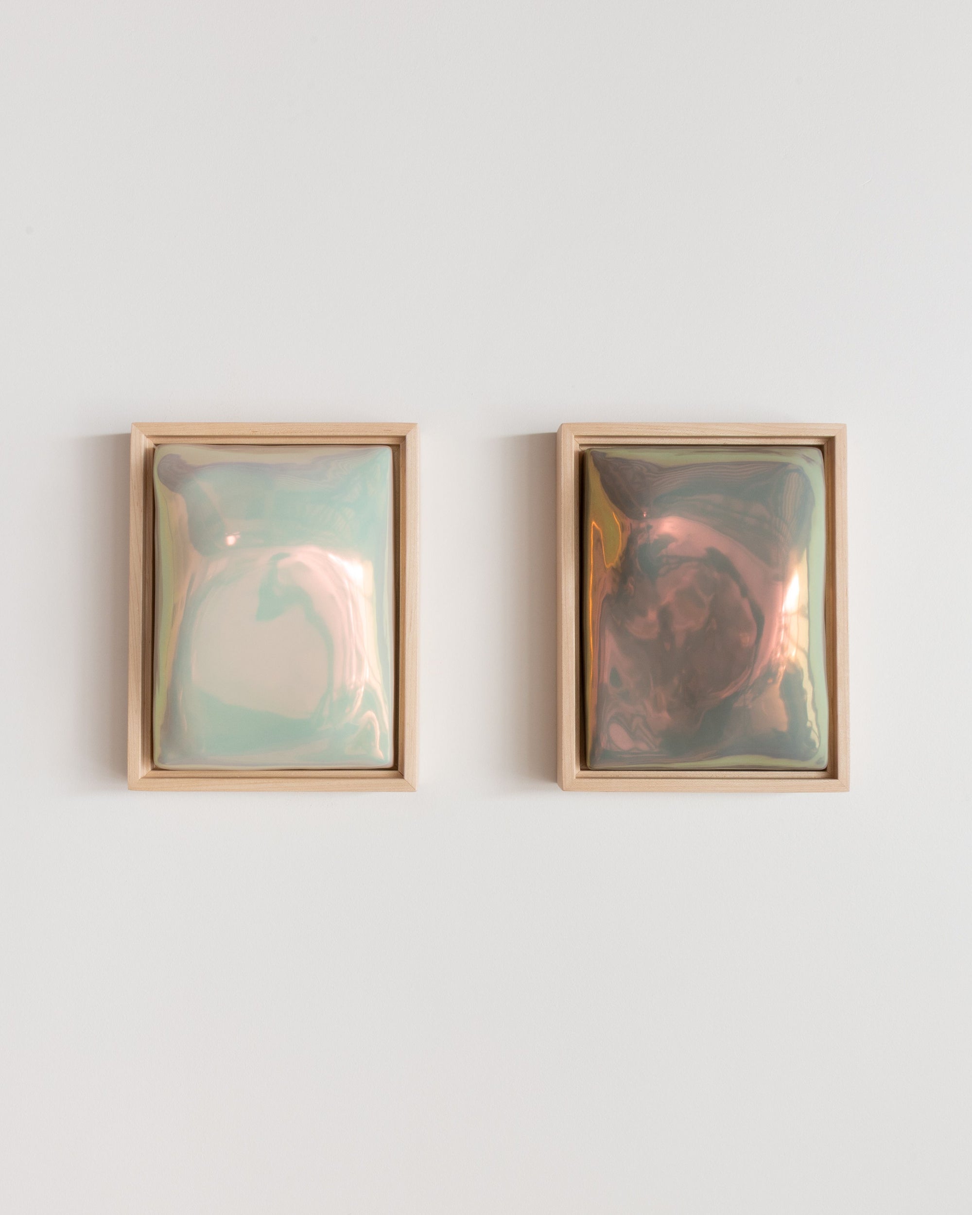 Light iridescent and taupe iridescent finishes