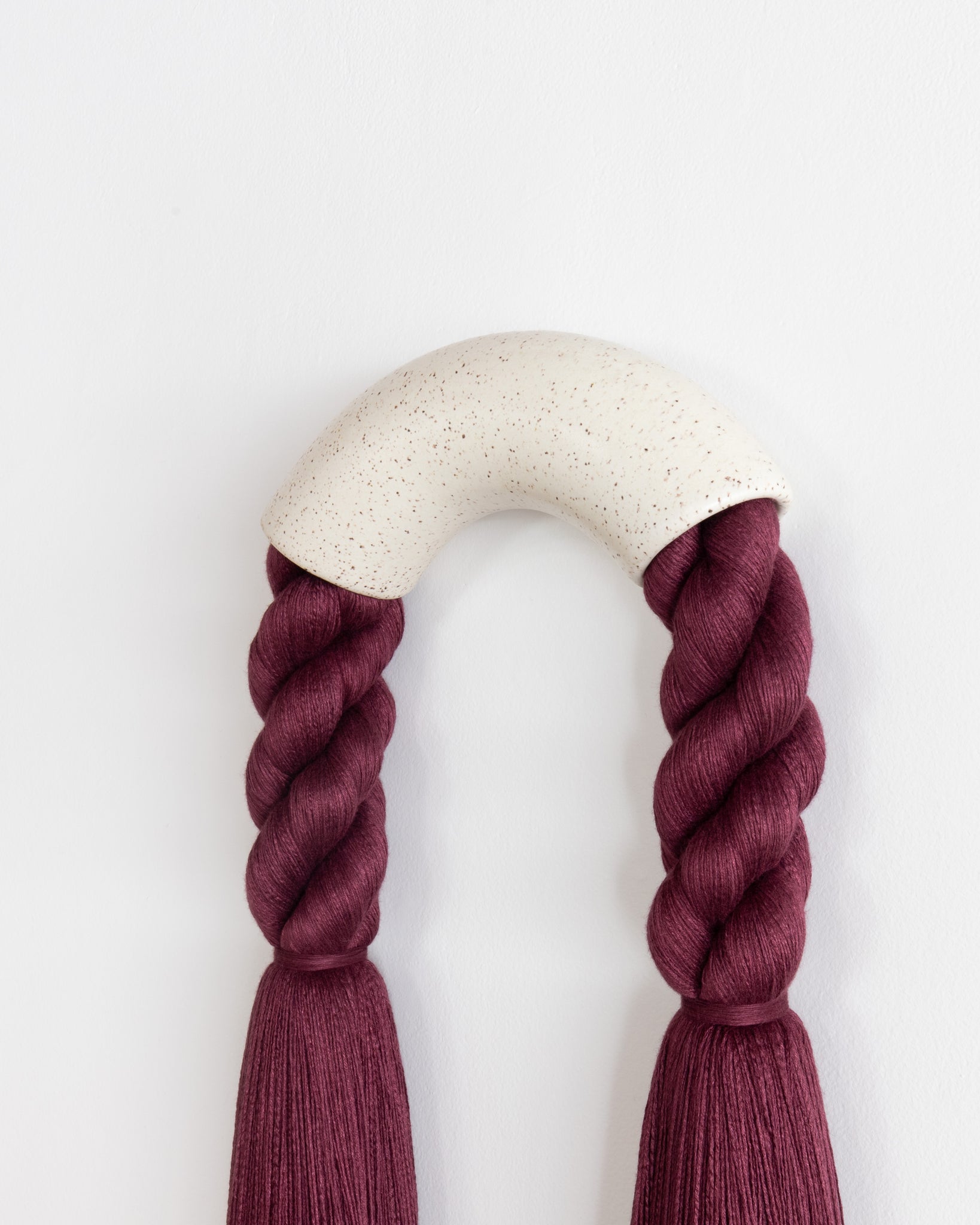 Large Off-White Ceramic Semi Arch (Maroon Rope)
