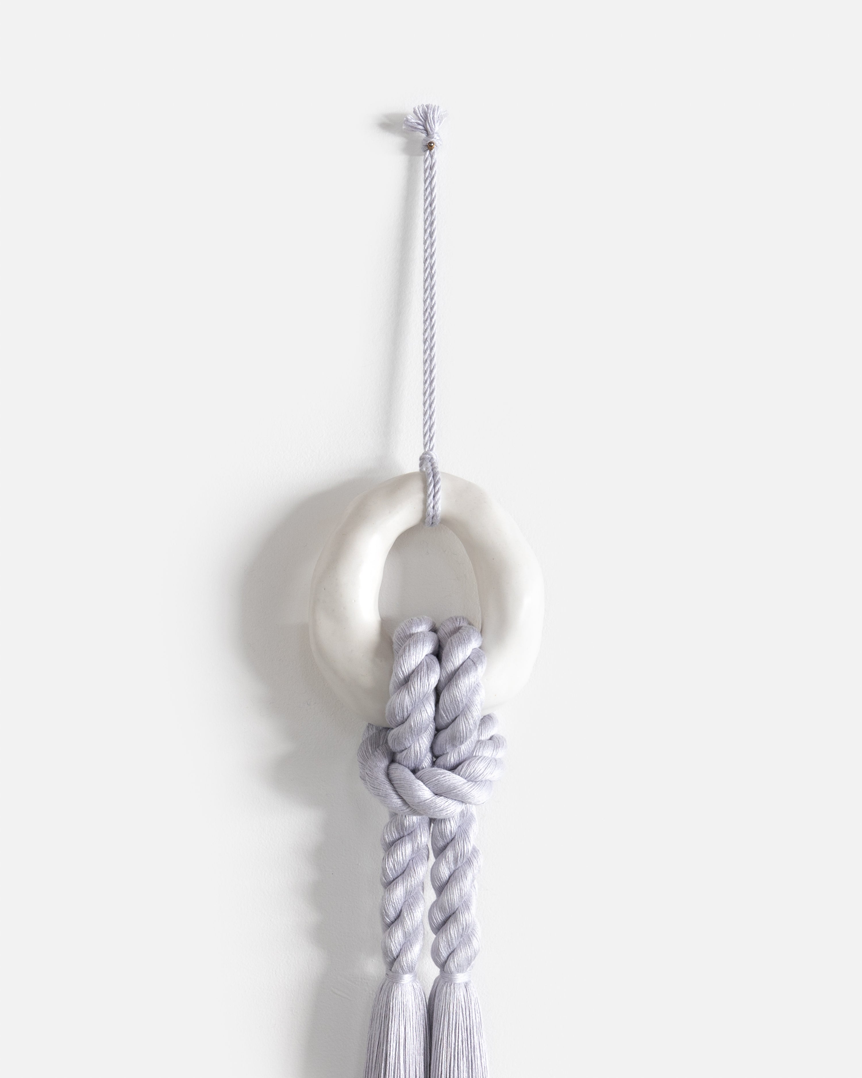 Large White Ceramic Loop (Lavender Rope)