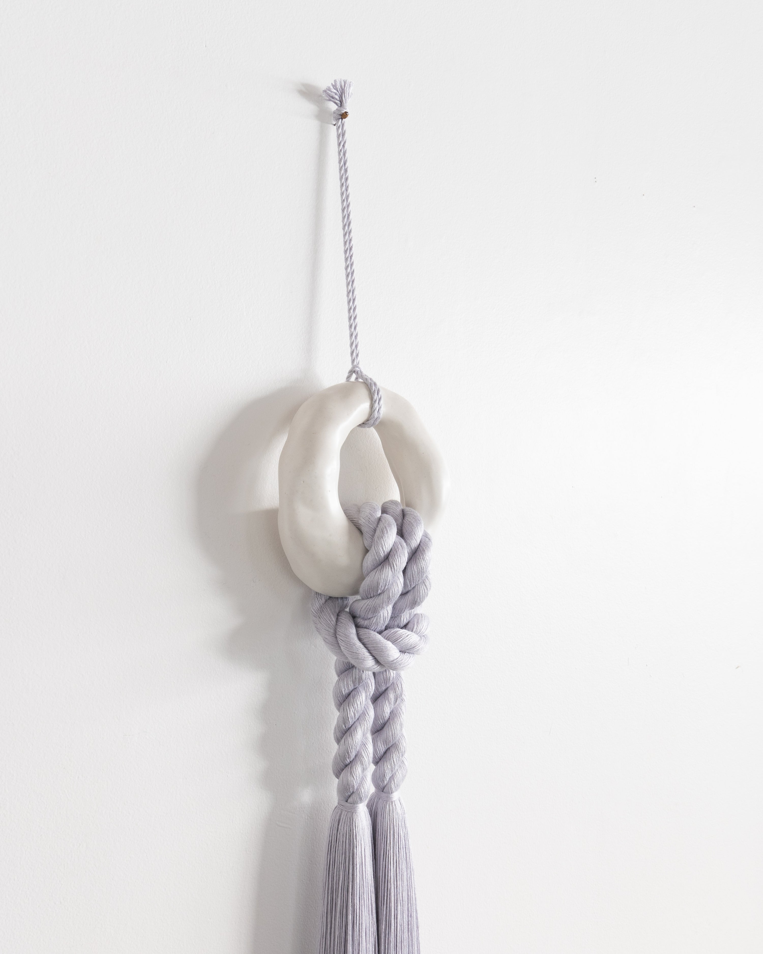 Large White Ceramic Loop (Lavender Rope)