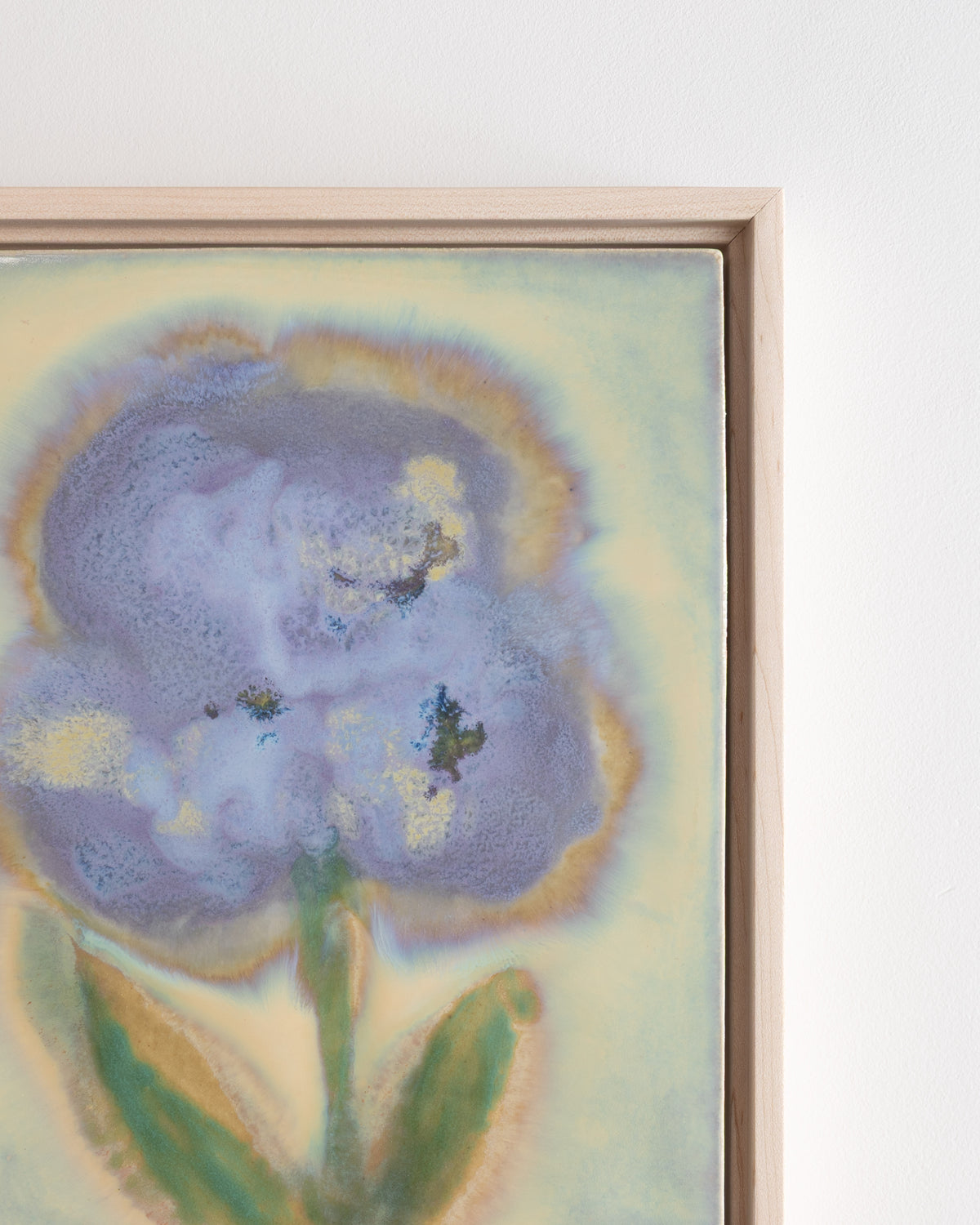 Close-up detail of "Pollen" showing layered blue petals and pale green background