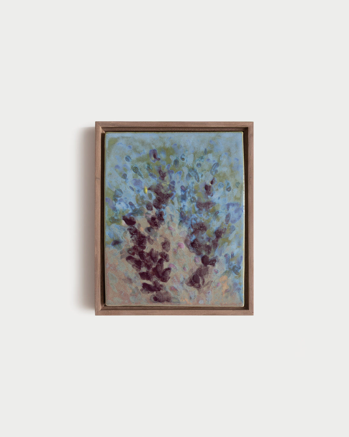 "Wildflowers" 8x10" framed glaze painting with blue and burgundy wildflower stems
