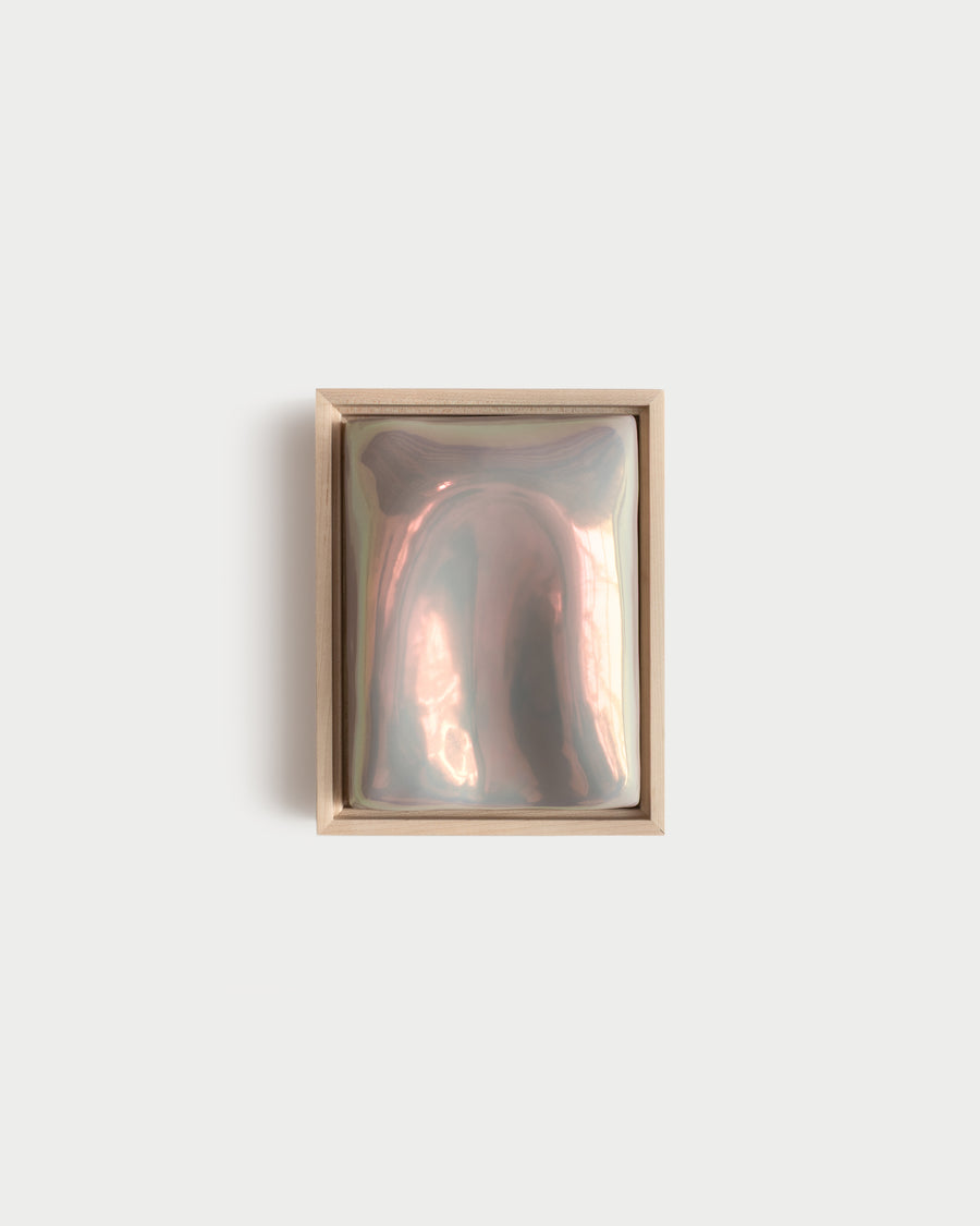 Arch 6 x 8 ceramic wall relief with a raised arch form and lilac iridescent glaze