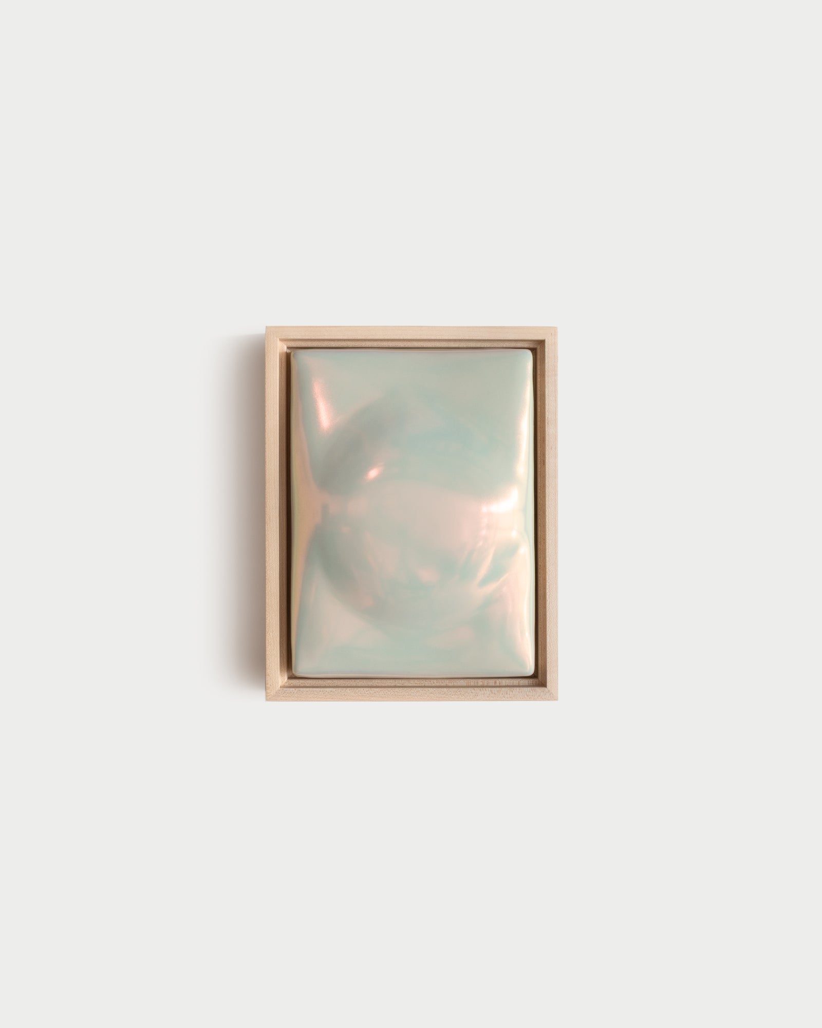 Dome Dusk 6x8" ceramic wall relief with a rounded dome form and light iridescent glaze