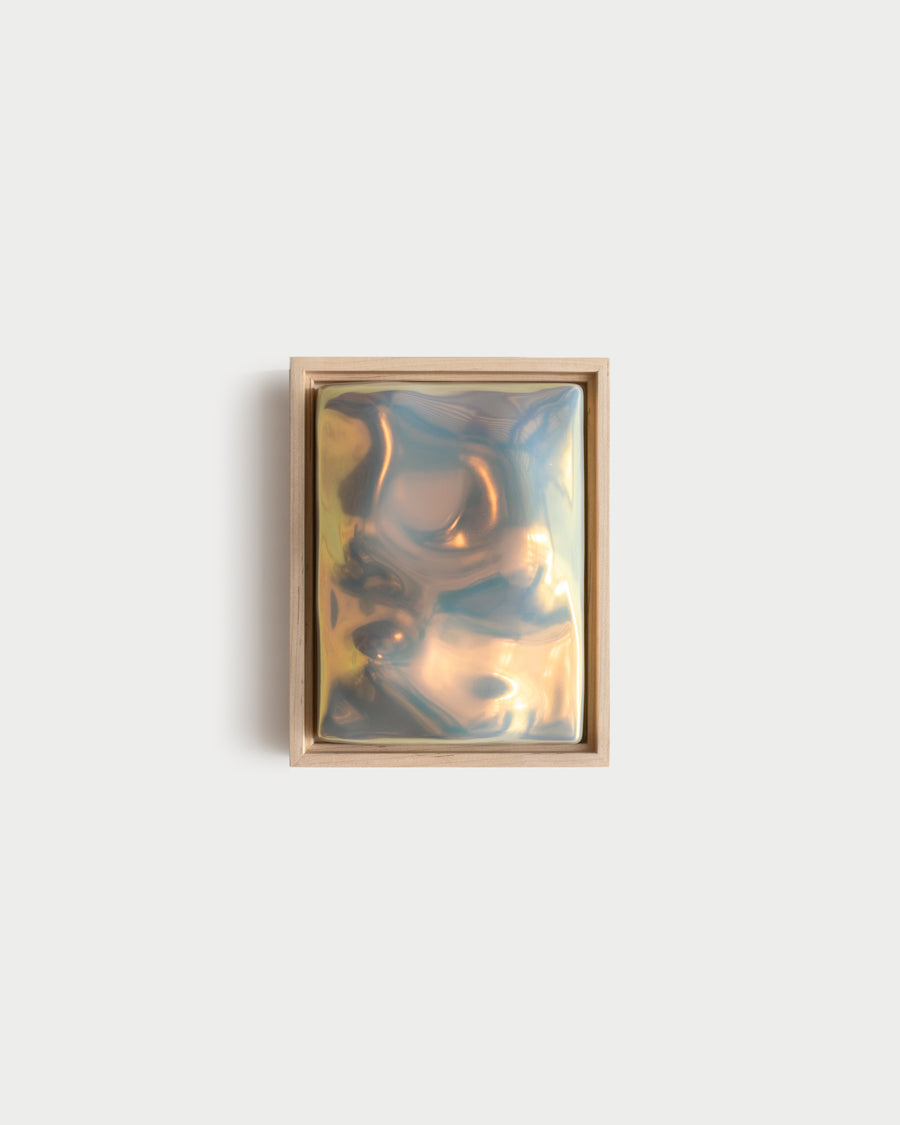 "Flora" 6x8" ceramic wall relief with raised organic forms and iridescent glaze