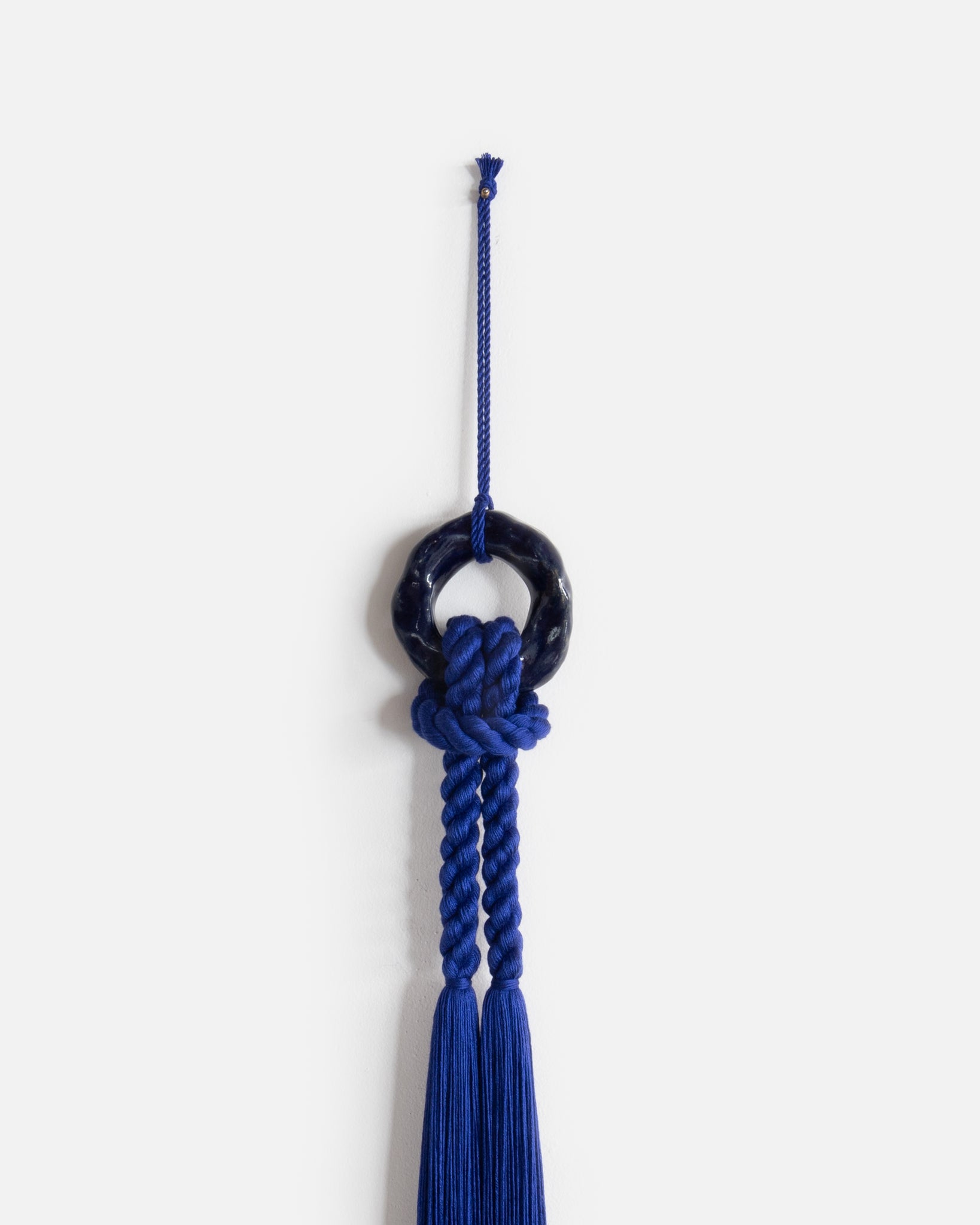 Small Navy Blue Ceramic Loop (Cobalt Rope)