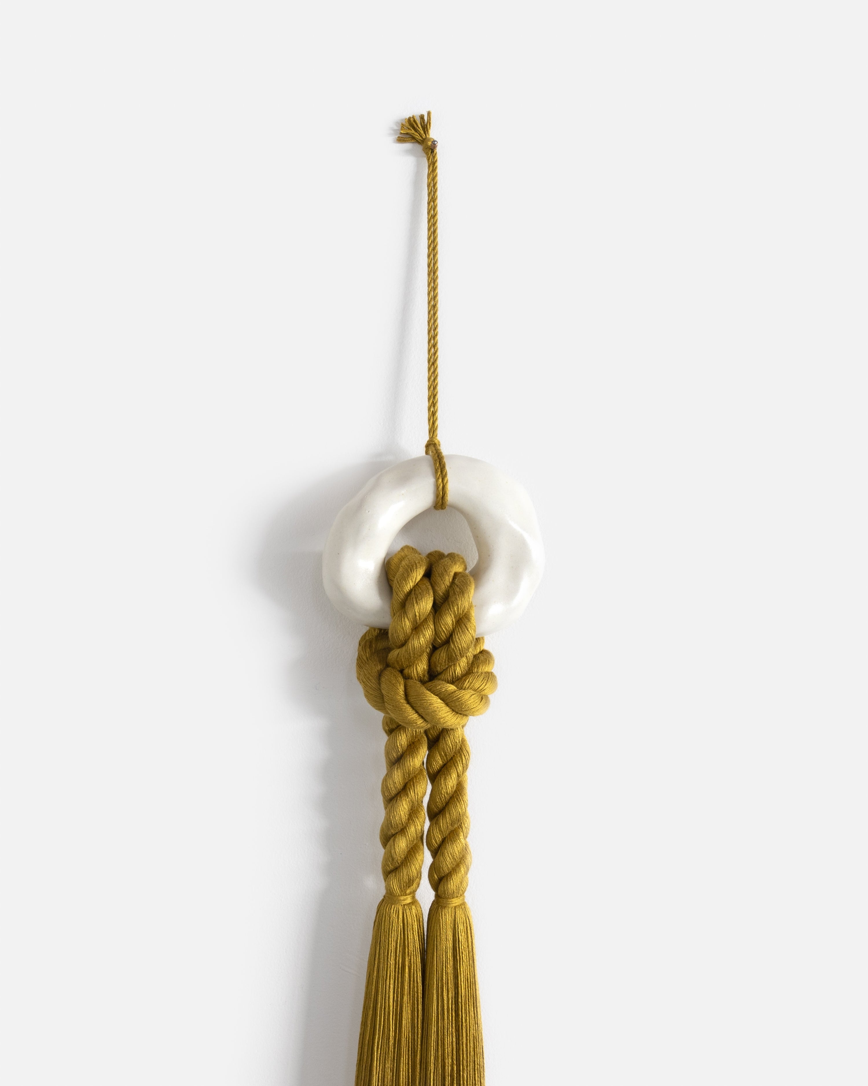 Small Off-White Ceramic Loop (Chartreuse Rope)