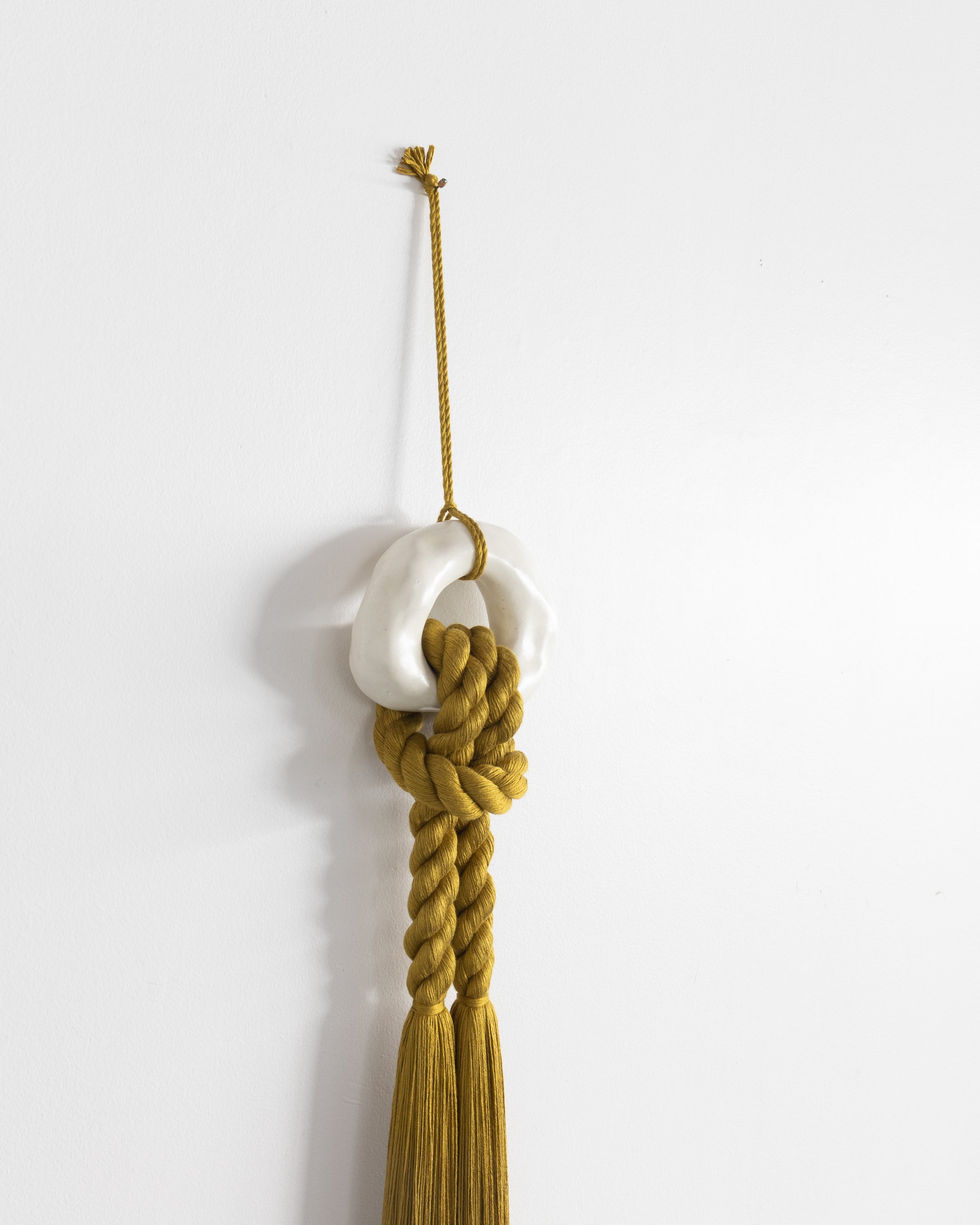 Small Off-White Ceramic Loop (Chartreuse Rope)