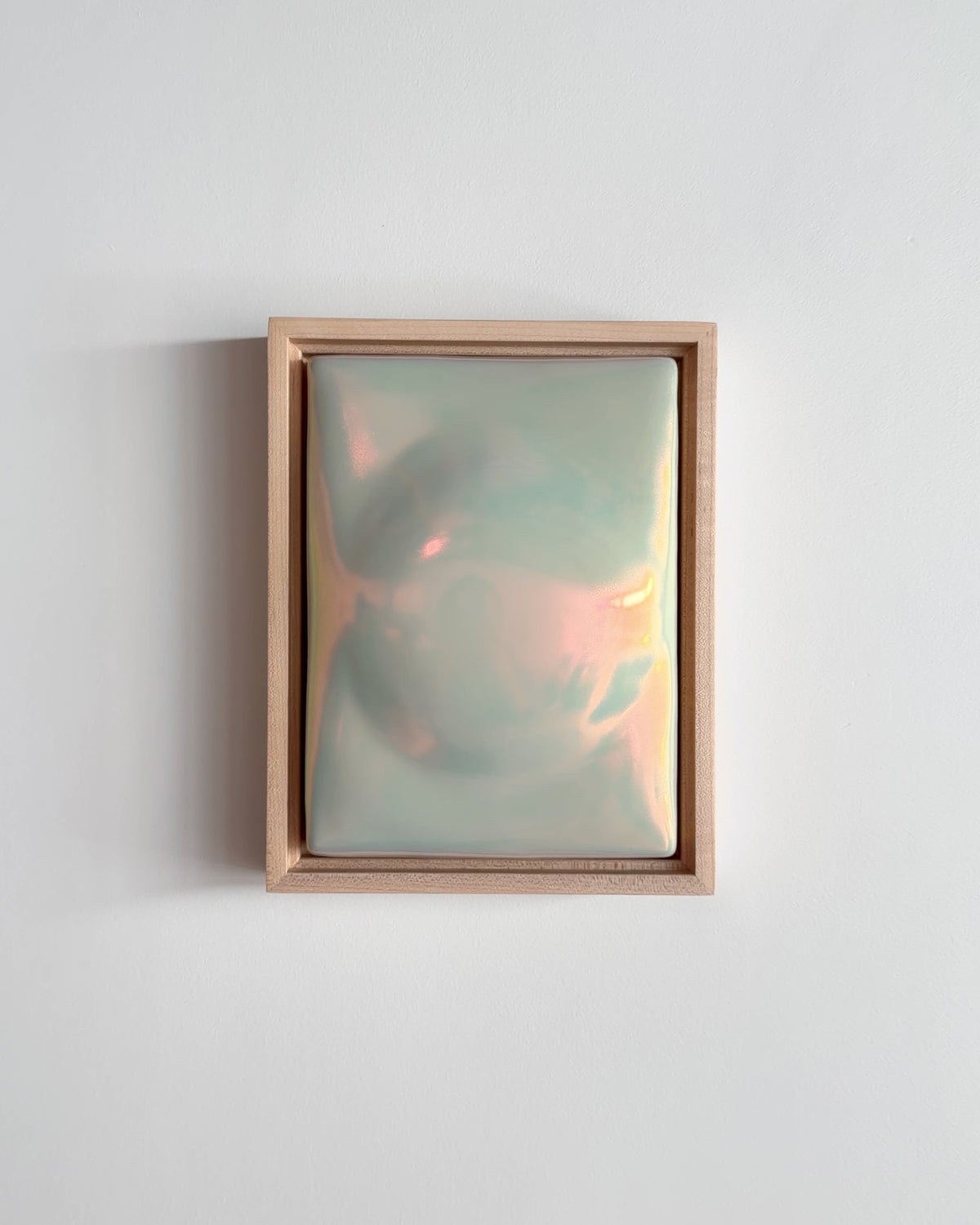 Video of Dome Dusk 6x8" ceramic wall relief showing the rounded dome form and light iridescent glaze