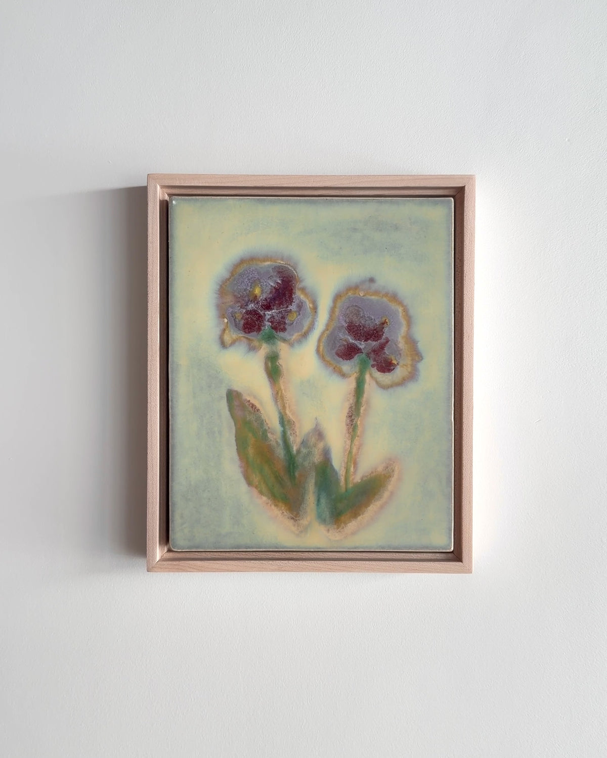 Video of "Between You and Me" 8x10" framed glaze painting with two burgundy flowers